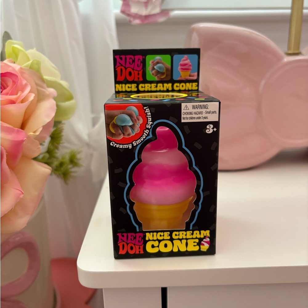 Needoh Nice Cream Cone Pink Squishy Toy
